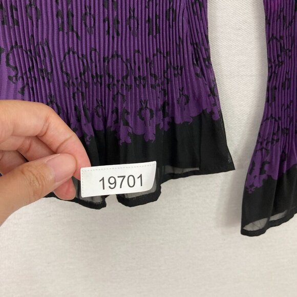 APT. 9 Purple Black Ombre Pleated Stretch Ruffle Button Down XL Whimsigoth - Picture 9 of 9